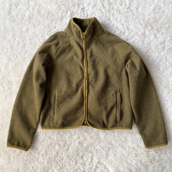 Athleta Woman Green Fleece Zip-Up Sweater Jacket MEDIUM Outdoor Gorpcore Granola - Picture 2 of 8
